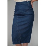 Dark Denim Pencil Midi Skirt Clean Everyday Essential