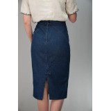 Dark Denim Pencil Midi Skirt Clean Everyday Essential