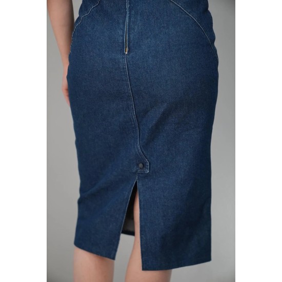 Dark Denim Pencil Midi Skirt Clean Everyday Essential