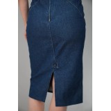 Dark Denim Pencil Midi Skirt Clean Everyday Essential