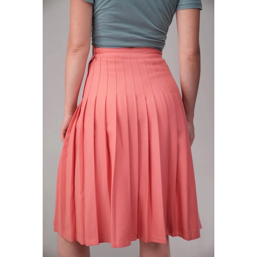Coral Pleated Midi Skirt Fresh, Feminine Swing