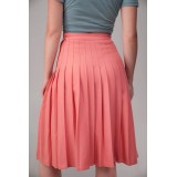 Coral Pleated Midi Skirt Fresh, Feminine Swing