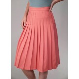 Coral Pleated Midi Skirt Fresh, Feminine Swing