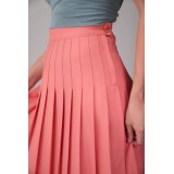 Coral Pleated Midi Skirt Fresh, Feminine Swing