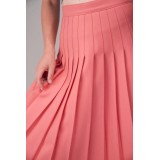 Coral Pleated Midi Skirt Fresh, Feminine Swing