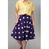 Purple Polka Dot A-Line Skirt Playful Retro Swing