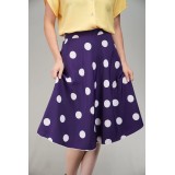 Purple Polka Dot A-Line Skirt Playful Retro Swing