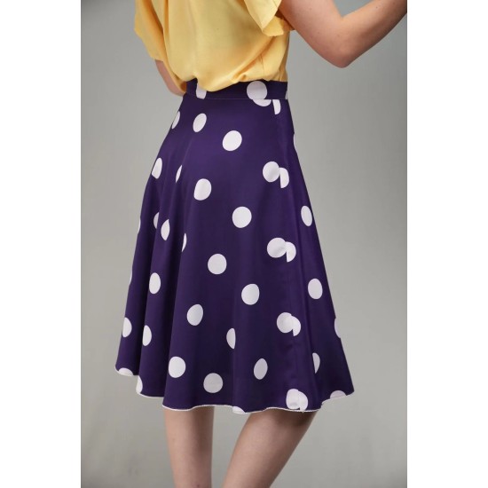 Purple Polka Dot A-Line Skirt Playful Retro Swing