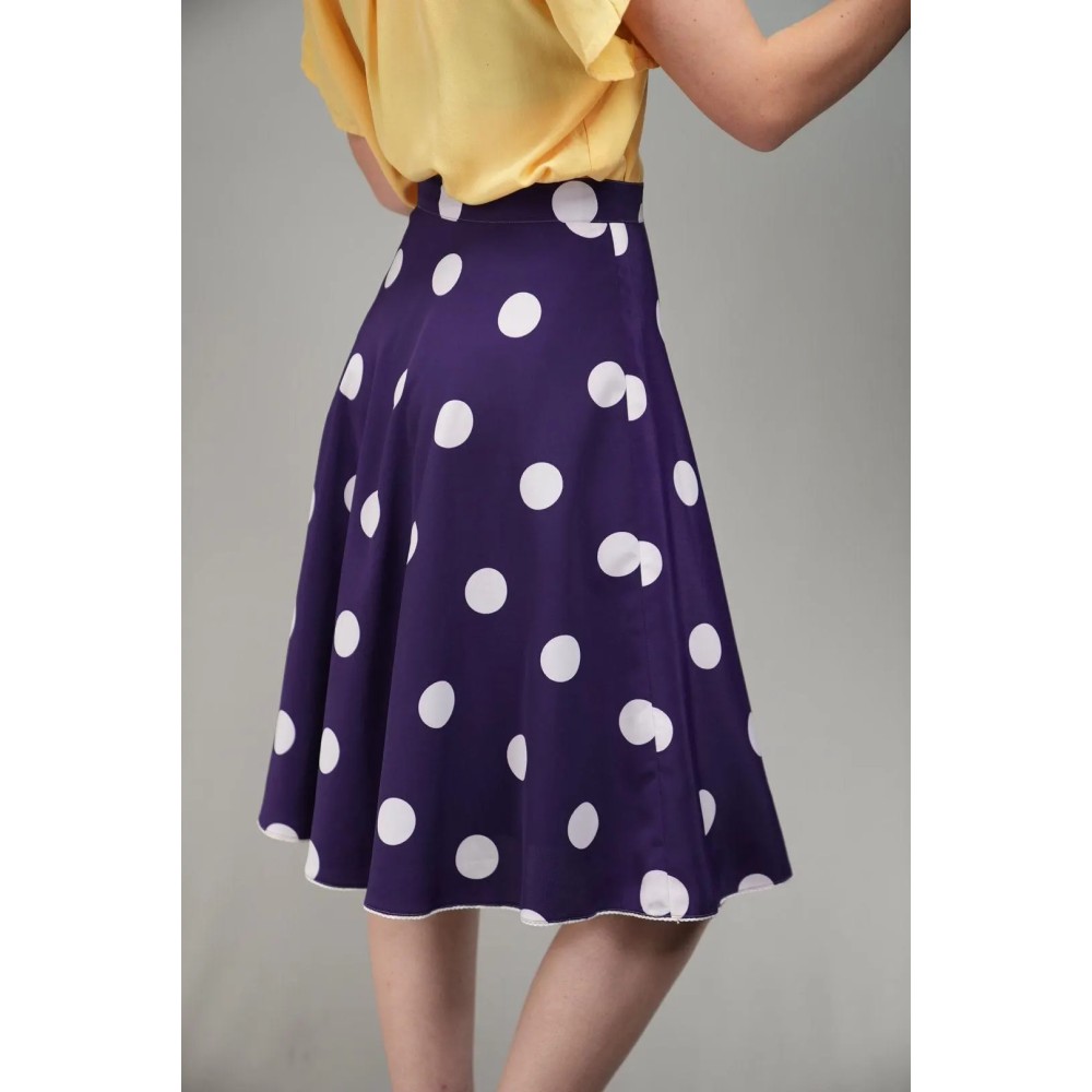 Purple Polka Dot A-Line Skirt Playful Retro Swing
