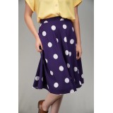 Purple Polka Dot A-Line Skirt Playful Retro Swing